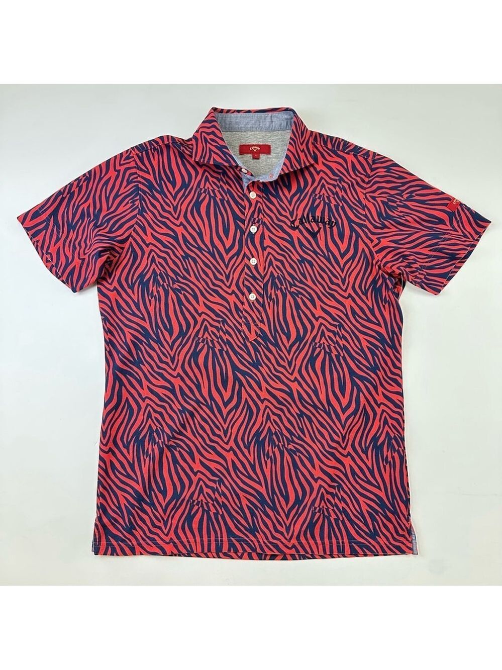Callaway womens golf polo Short sleeve Large geometric print navy red sport top